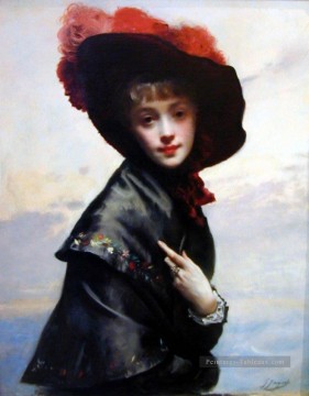 Portrait de la Coquette dame Gustave Jean Jacquet Peinture à l'huile